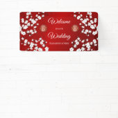 White Cherry Blossom Red Chinese bruiloft Spandoek (Insitu)