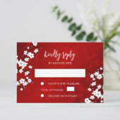 White Cherry Blossom Red RSVP Wedding (Staand voorkant)