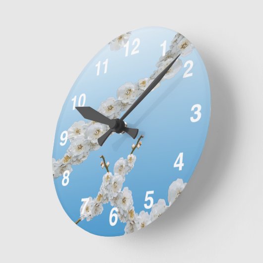 White Cherry Blossom Ronde Klok (Hoek)