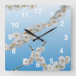 White Cherry Blossom Ronde Klok