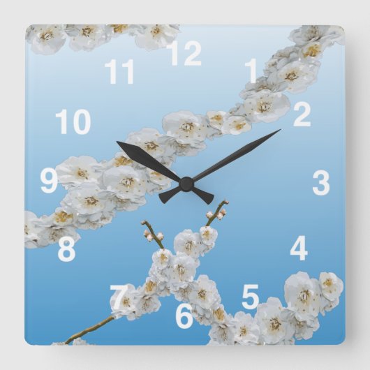 White Cherry Blossom Ronde Klok (Voorkant)
