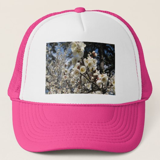 White Cherry Blossom / Sakura / サ ク ラ(桜) Trucker Pet (Voorkant)
