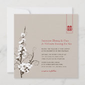 White Cherry Blossom Sakura zwemt Asian Wedding Kaart (Voorkant)
