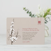 White Cherry Blossom Sakura zwemt Asian Wedding Kaart (Staand voorkant)