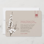 White Cherry Blossom Sakura zwemt Asian Wedding Kaart (Voorkant)