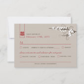 White Cherry Blossom Sakura zwemt Asian Wedding RSVP Kaartje (Voorkant)