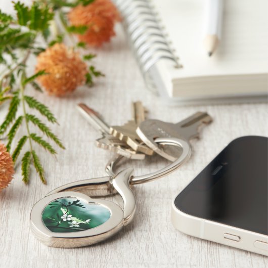 White Cherry Blossom Sleutelhanger (Zijkant)