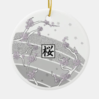 White Cherry Blossom Tree Keramisch Ornament