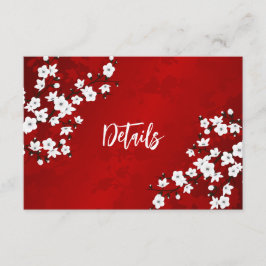 White Cherry Blossom Wedding Details Informatiekaartje