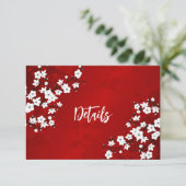 White Cherry Blossom Wedding Details Informatiekaartje (Staand voorkant)