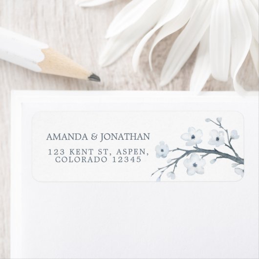 White Cherry Blossom Wedding Etiket (Insitu)