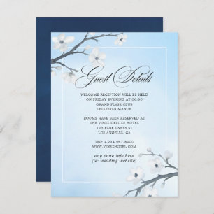 White Cherry Blossom Wedding Guest Details Informatiekaartje