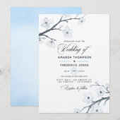 White Cherry Blossom Wedding Invitation Kaart (Voorkant / Achterkant)