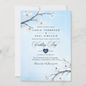 White Cherry Blossom Wedding Invitation Kaart (Voorkant)