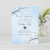 White Cherry Blossom Wedding Invitation Kaart (Staand voorkant)
