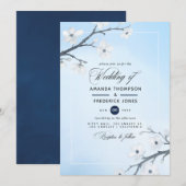 White Cherry Blossom Wedding Invitation Kaart (Voorkant / Achterkant)