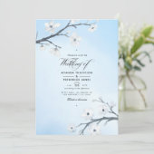 White Cherry Blossom Wedding Invitation Kaart (Staand voorkant)