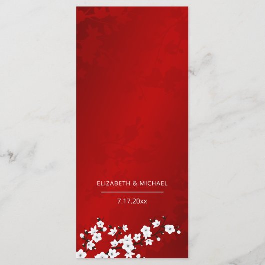 White Cherry Blossom Wedding Menu Card (Achterkant)