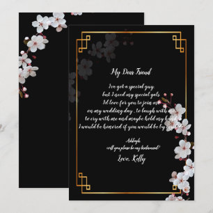 White Cherry Blossoms & gold wordt mijn bruidsmeis Kaart