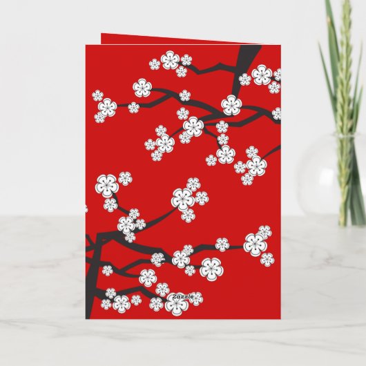 White Cherry Blossoms Sakura Spring Flowers Branch Kaart (Achterkant)