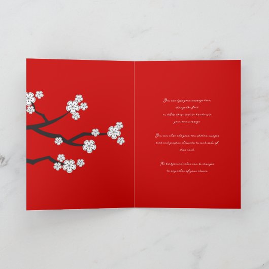 White Cherry Blossoms Sakura Spring Flowers Branch Kaart (Binnen)