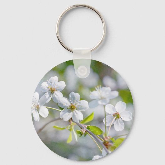 White Cherry Flower Sleutelhanger (Voorkant)
