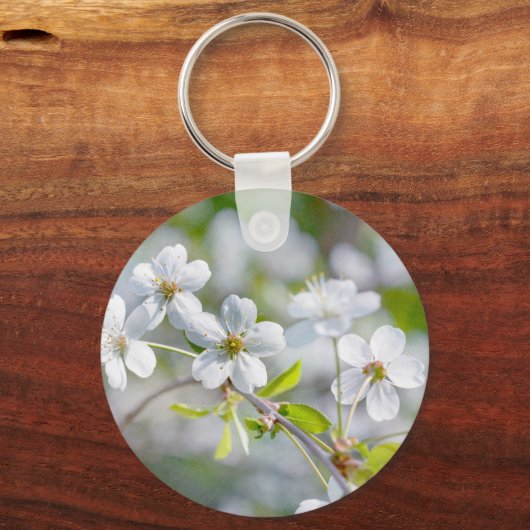 White Cherry Flower Sleutelhanger (Voorkant)