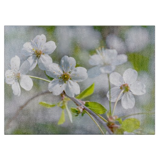 White Cherry Flower Snijplank (Voorkant)