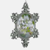 White Cherry Flower Tin Sneeuwvlok Ornament (Links)