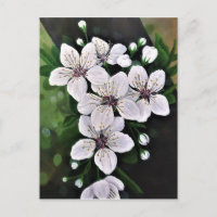 White Cherry Flowers Art in acryl