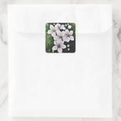 White Cherry Flowers Art in acryl Vierkante Sticker (Tas)