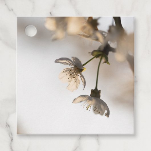 White Cherry Natuur Foto Bedankjes Labels (Voorkant)