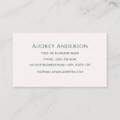 White-chested Emerald Hummingbird Business Card Visitekaartje (Achterkant)