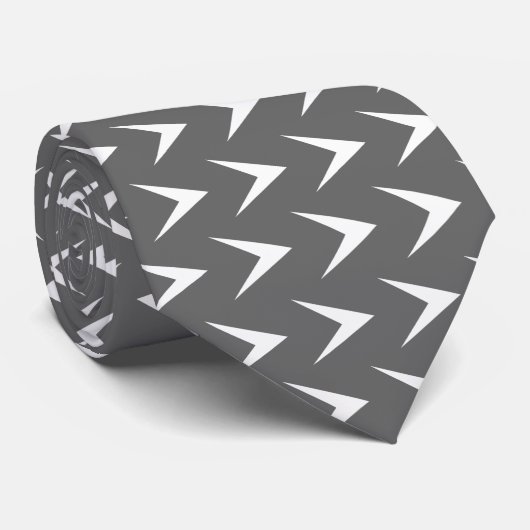 White Chevron Arrow - Md Gray Stropdas (Opgerold)