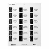 White Chevron Black Background Modern Chic Etiket (Full Sheet)