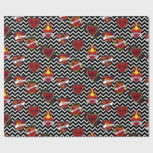 White Chevron Mom Tattoo Cadeaupapier (Vlak)