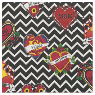 White Chevron Mom Tattoo Stof