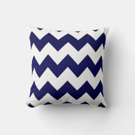 White Chevron Pattern op Navy Blue Kussen