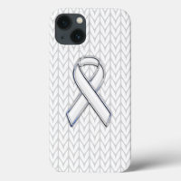 White Chevrons Knit Ribbon Awareness Print