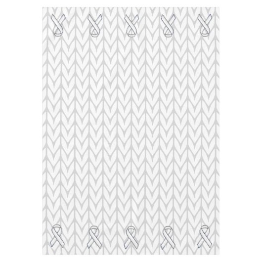 White Chevrons Knit Ribbon Awareness Print Tafelkleed (Voorkant)