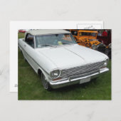 white chevy 1963 nova met chroom front uitzicht briefkaart (Voorkant / Achterkant)
