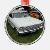 white chevy 1963 nova met chroom front uitzicht metalen ornament (Voorkant)