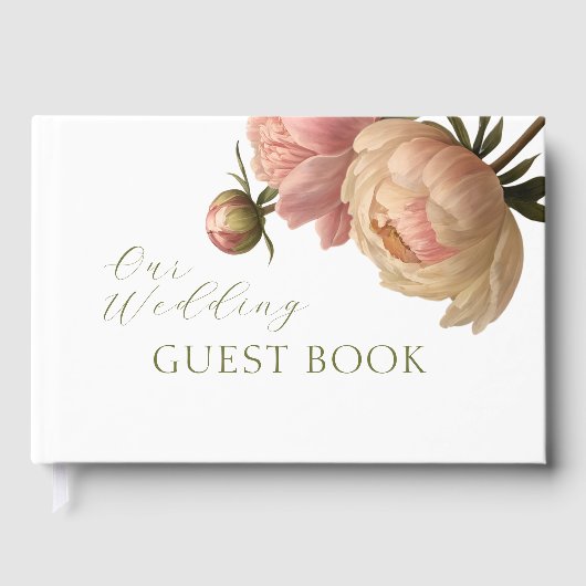 White | Chic Blush Rose Wedding  Gastenboek (Voorkant)