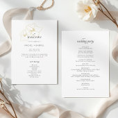 White | Chic Faux Gold Floral Wedding  Programmakaart