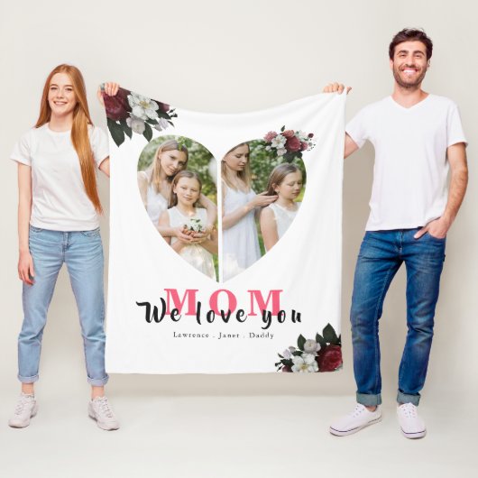 White Chic Heart Shaped Gift for Moederdag Fleece Deken (In situ)