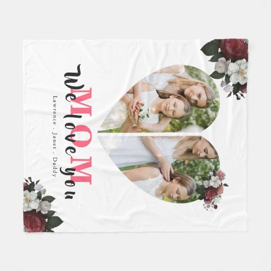 White Chic Heart Shaped Gift for Moederdag Fleece Deken (Voorkant (Horizontaal))