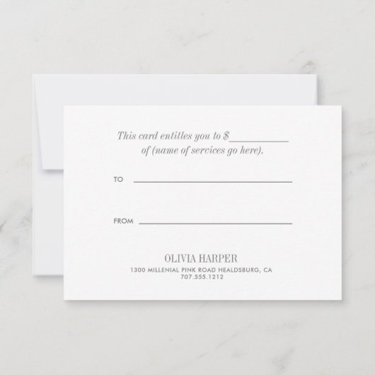 WHITE Chic | Plain Elegant Leather Kijk Gift Kaart (Achterkant)