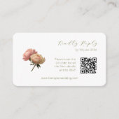 White | Chic Rose Wedding RSVP QR Code  Informatiekaartje (Voorkant)