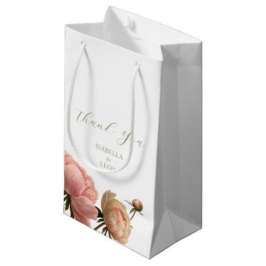 White | Chic Rose Wedding Wedding Klein Cadeauzakje (Voorkant Gekanteld)