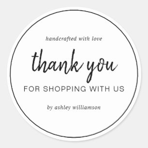 White Chic Script Bedankt voor uw aankoop Ronde Sticker